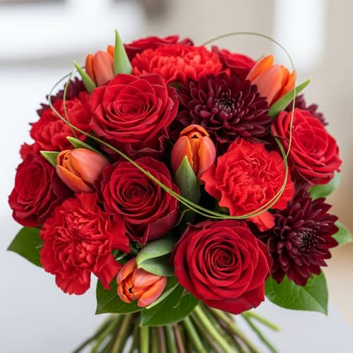 Vibrant Red Flower Bouquet | Fresh Floral Arrangements