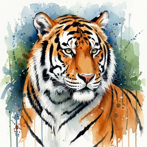 Tiger Watercolor Art | Wildlife Painting