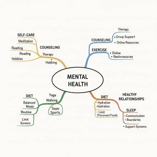 Professional Mind Map: Mental Health, Self-Care, Counseling & More