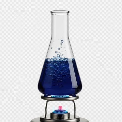 Heated Chemical Glass with Dark Blue Liquid