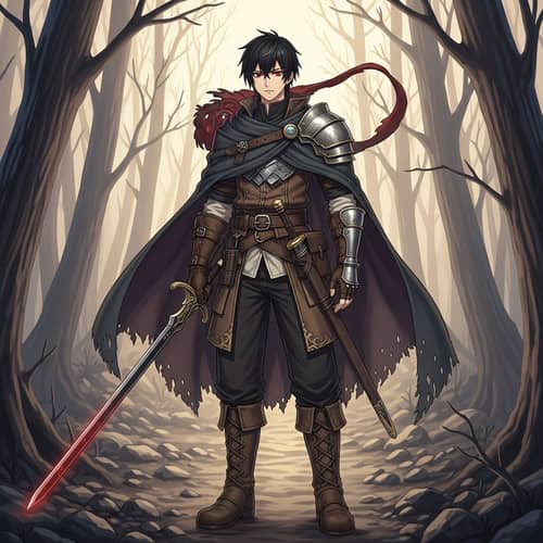 Medieval Fantasy Adventurer: Black Hair, Red Eyes