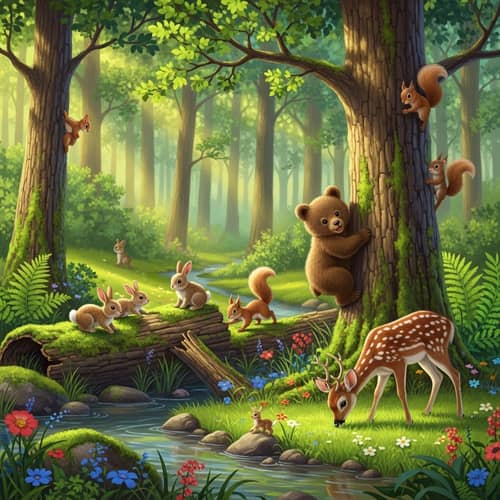 Magical Forest Wildlife: Rabbits, Bears, Squirrels & Deer