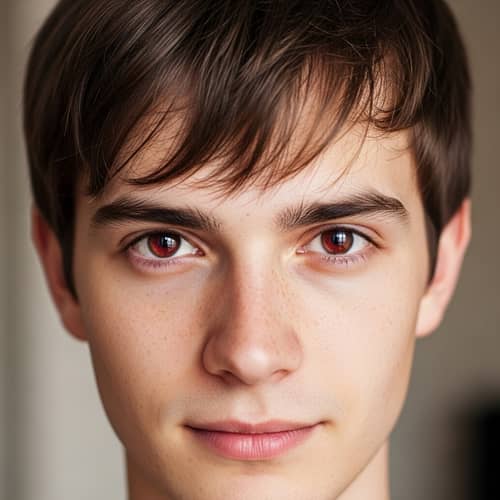 Beautiful Face with Brown Hair and Reddish-Brown Eyes