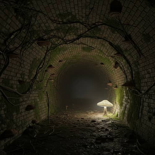 Brick Underground Tunnel with Arched Ceiling