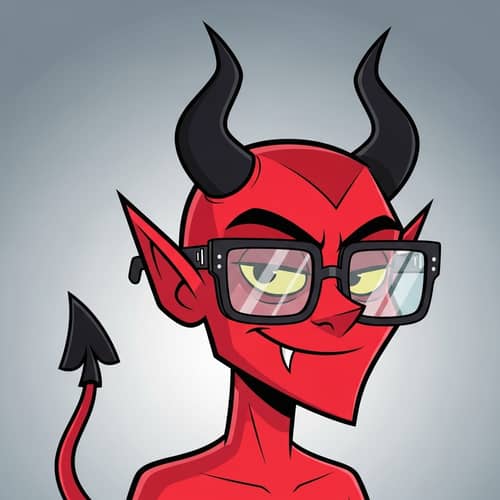 Stylish Devil Cartoon with Designer Glasses - Modern Fashion Twist Stylish Devil Cartoon with Designer Glasses - Modern Fashion Twist