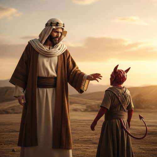 Jesus Christ Contending with Devil in Epic Struggle
