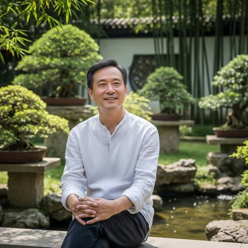 Tranquil 50-Year-Old Chinese Male | Peaceful Smile
