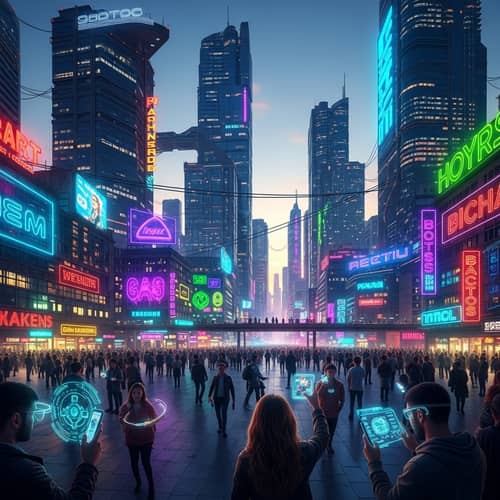 Futuristic Tashkent City at Dusk: Cyberpunk Urban Dystopia
