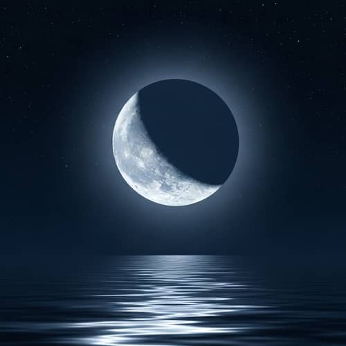 Tranquil Nocturnal Scene with Moon and Stars