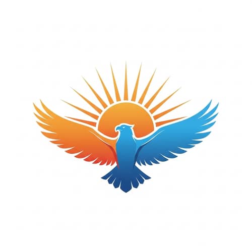 Soaring Eagle and Rising Sun Abstract Logo Design