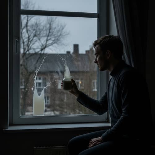 Caucasian Male Poet's Milk Splash Poetry | Ethereal Scene