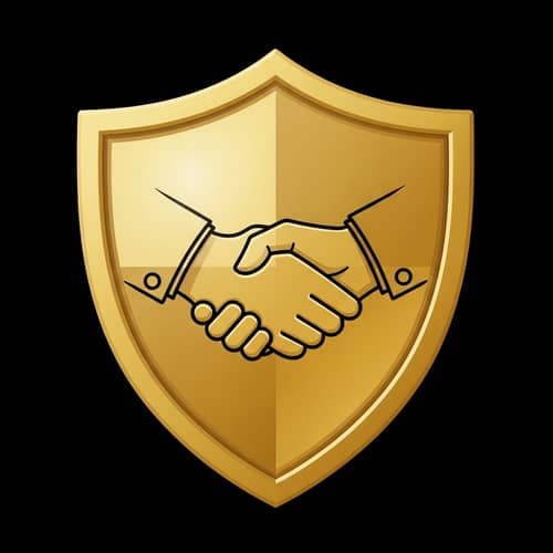 Golden Shield with Unity Hands | Website Name