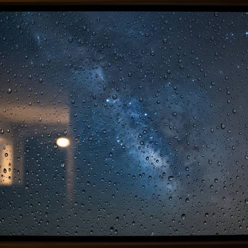 Starry Night Through Wet Window
