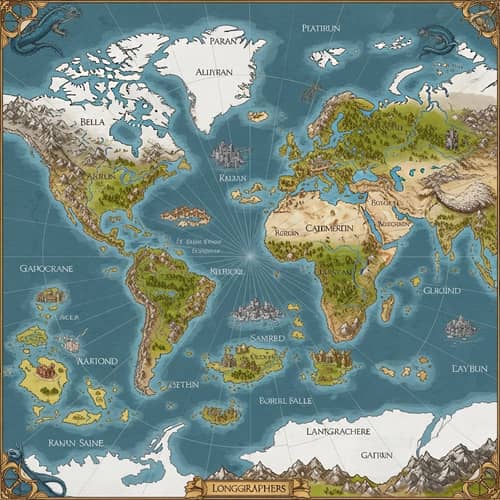 Fantasy World Map: Cartographer's Atlas of Diverse Continents