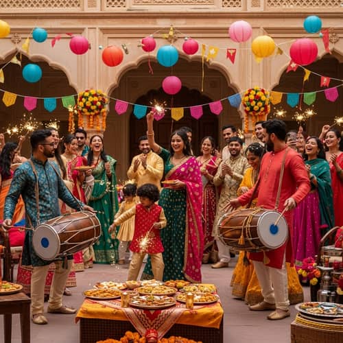 Traditional Indian New Year Celebration with Diverse Participants