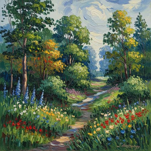 Vivid Nature Scene in Impressionistic Style