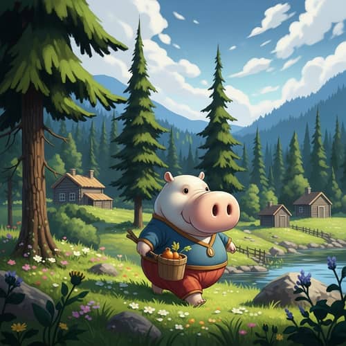 Cute Chubby Creature in Scandinavian Forest | Tranquil Landscape