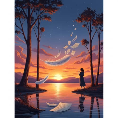 Dreamlike Sunset Scene at Serene Lake | Surrealistic Style Inspiration