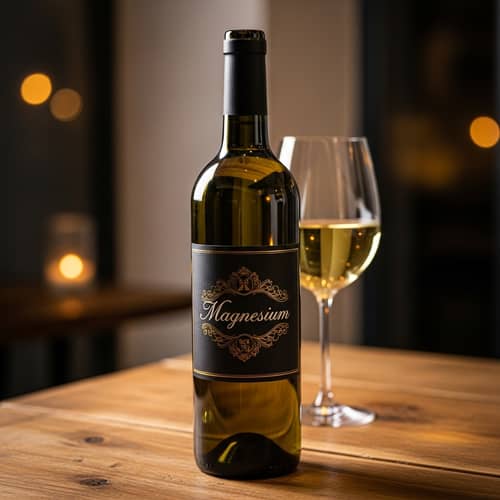 White Wine Bottle with 'Magnesium' Inscription | Elegant Label Design