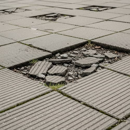 Urban Sidewalk Breakdown: Raw Textures and Nature Elements
