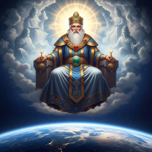 Supreme Divine Figure in Celestial Landscape