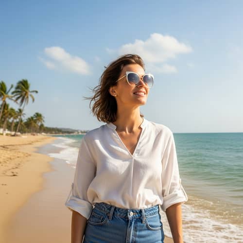 Stylish Summer Outfit: Shorts & Blouse | Beach Day Look