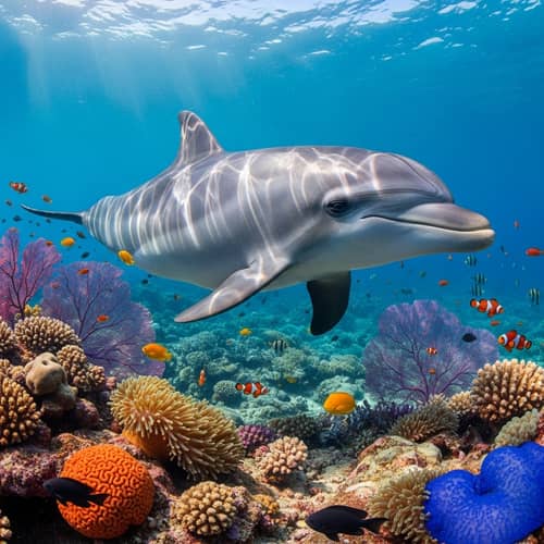 Unique Sleeping Dolphin in Serene Underwater Scene