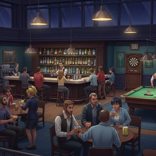 Vibrant GTA 5 Bar Scene: Modern meets Old-fashioned Decor