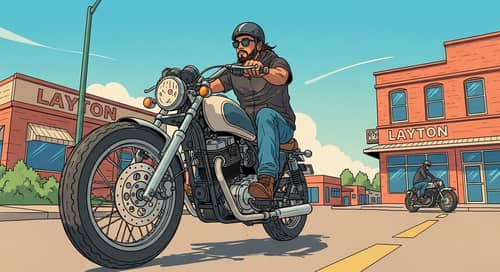 Dynamic Retro Graffiti: Cafe-Style Motorcycle Ride in Layton, Utah