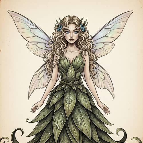 Fantastic Fairy with Blonde Hair and Blue Eyes - Realistic Drawing