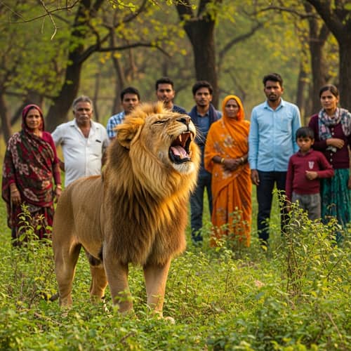 Majestic Asiatic Lion Roaring in Gir Forest | Wildlife Encounter