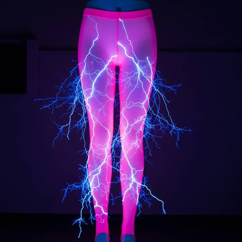 Neon Pink Electrically Charged Tights | Glowing Blue Sparks