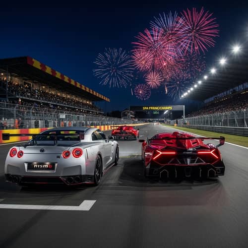 New Year's Midnight Race: Nissan GTR R35 Nismo vs. Lamborghini Veneno