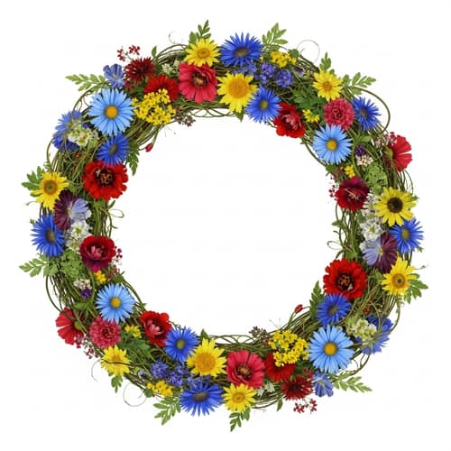 Vibrant Round Floral Frame
