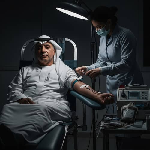 Altruistic Blood Donation Scene - Middle-Eastern Individual