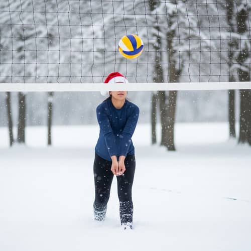 Winter Volleyball Player with a Festive Twist