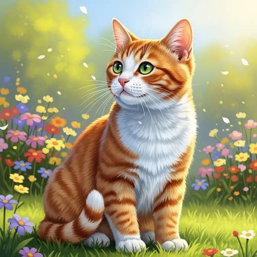 Charming Cat in a Serene Summer Setting