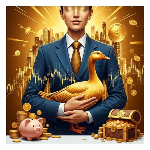 Modern Portrait of Financial Success with Golden Goose