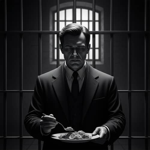 Melancholic Noir Monochrome Prison Scene