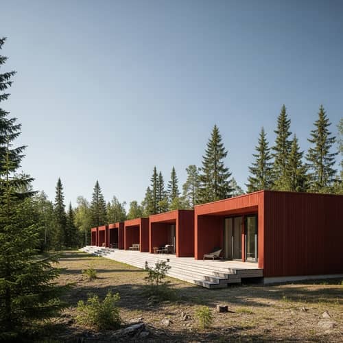 Modern Red Cedar Hotel Residence with Natural Landscape Views