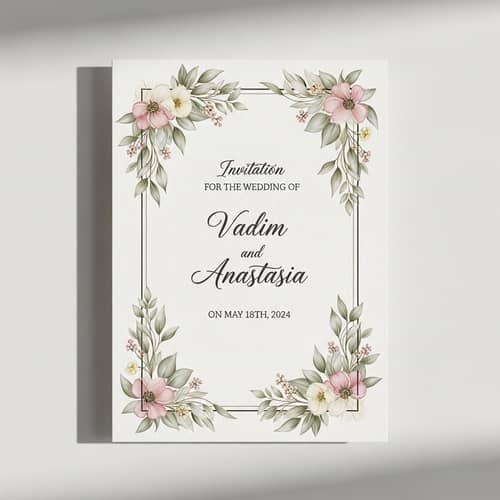Elegant Wedding Invitation for Vadim & Anastasia | May 18, 2024
