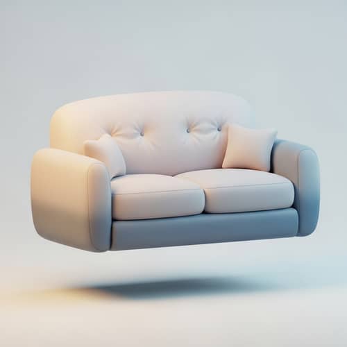 Comfortable 3D Sofa Icon | Soft Edges & Gradient