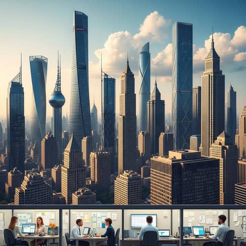 Abstract Skyscraper City | Colorful & Diverse Urban Landscape
