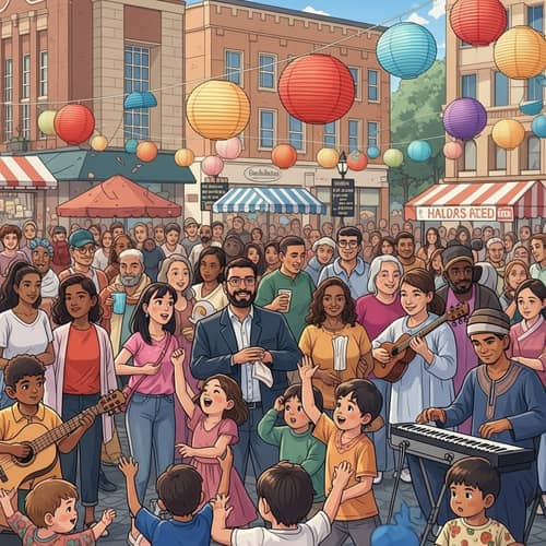 Diverse Community Celebration in Town Square