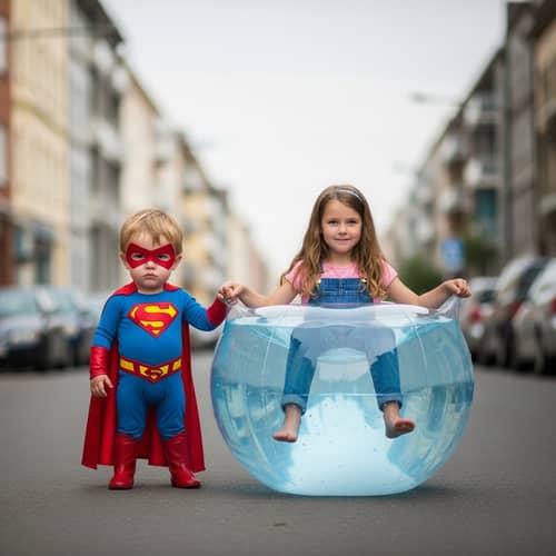 Superhero Toddler Boy Saves Teen Girl with Water-Filled 'Diaper'