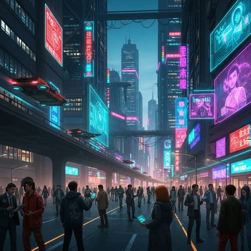 Futuristic Cyberpunk Cityscape | Urban Tech Haven
