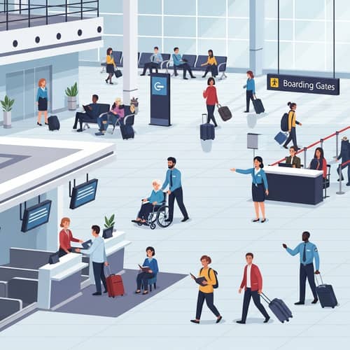 Efficient Airport Staff Ensuring Passenger Safety and Comfort