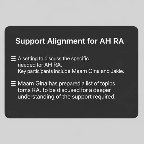 Support Alignment for AH RA - Discussion Meeting