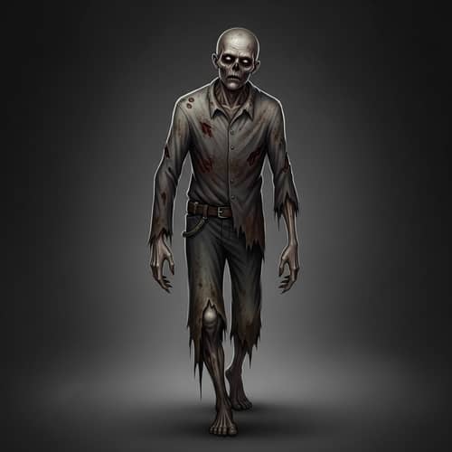 Creepy Walking Undead Creature - Haunting Decay in Gray