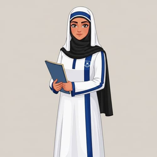 Omani Female Student in School Uniform Illustration